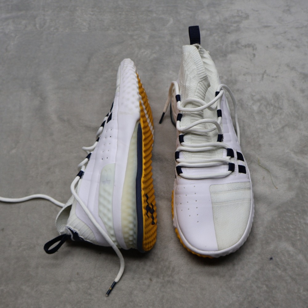 Under Armour Mens 11 Training Shoes White Knit Project Rock 1 High Top EUC